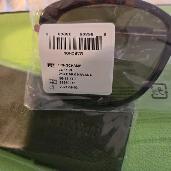 *NWT Longchamp 56mm Dark Havana Women's Sunglasses LO616S-213 - Picture 3 of 5